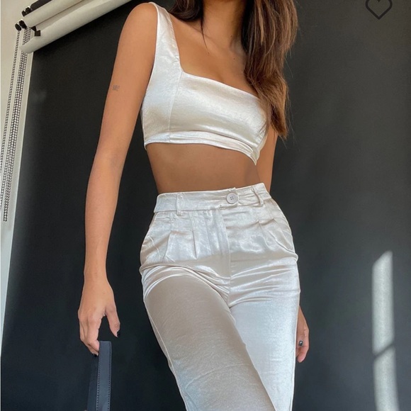 NWOT Princess Polly Huxley Champagne Square Neck Crop Top Size 12 - Picture 2 of 12